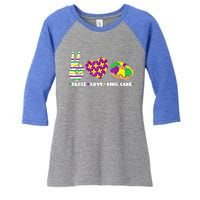 Peace Love King Cake Funny Mardi Gras Party Carnival Great Gift Women's Tri-Blend 3/4-Sleeve Raglan Shirt