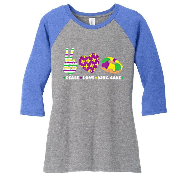 Peace Love King Cake Funny Mardi Gras Party Carnival Great Gift Women's Tri-Blend 3/4-Sleeve Raglan Shirt