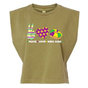 Peace Love King Cake Funny Mardi Gras Party Carnival Great Gift Garment-Dyed Women's Muscle Tee