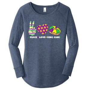 Peace Love King Cake Funny Mardi Gras Party Carnival Great Gift Women's Perfect Tri Tunic Long Sleeve Shirt