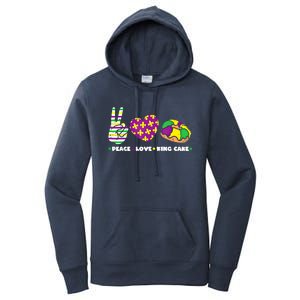 Peace Love King Cake Funny Mardi Gras Party Carnival Great Gift Women's Pullover Hoodie