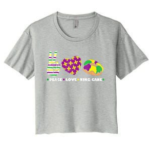 Peace Love King Cake Funny Mardi Gras Party Carnival Great Gift Women's Crop Top Tee