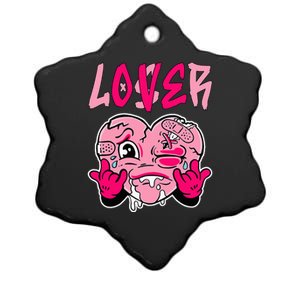 Pink Loser Lover Pink Drip Heart Matching Outfit Ceramic Star Ornament