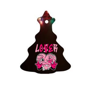 Pink Loser Lover Pink Drip Heart Matching Outfit Ceramic Tree Ornament