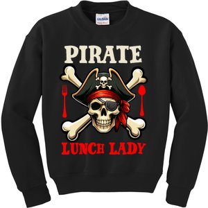 Pirate Lunch Lady Costume Skull Horror Pirate Funny Job Team Kids Sweatshirt