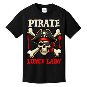 Pirate Lunch Lady Costume Skull Horror Pirate Funny Job Team Kids T-Shirt