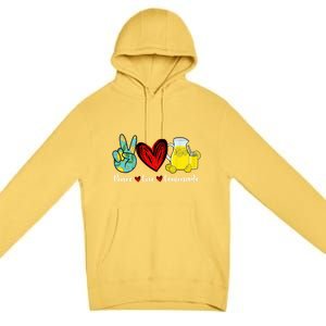 Peace Love Lemonade Yellow Lemon Lover Cute Gift Premium Pullover Hoodie