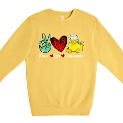 Peace Love Lemonade Yellow Lemon Lover Cute Gift Premium Crewneck Sweatshirt