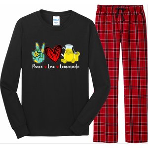 Peace Love Lemonade Yellow Lemon Lover Cute Gift Long Sleeve Pajama Set