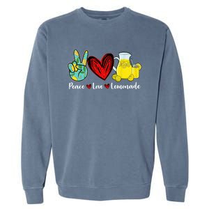 Peace Love Lemonade Yellow Lemon Lover Cute Gift Garment-Dyed Sweatshirt