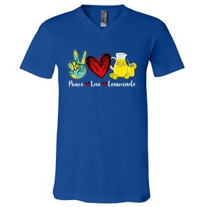 Peace Love Lemonade Yellow Lemon Lover Cute Gift V-Neck T-Shirt