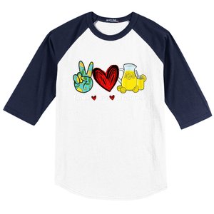 Peace Love Lemonade Yellow Lemon Lover Cute Gift Baseball Sleeve Shirt