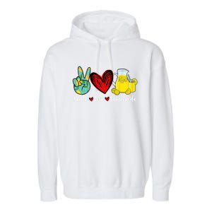 Peace Love Lemonade Yellow Lemon Lover Cute Gift Garment-Dyed Fleece Hoodie