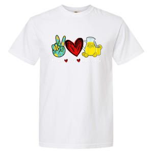 Peace Love Lemonade Yellow Lemon Lover Cute Gift Garment-Dyed Heavyweight T-Shirt