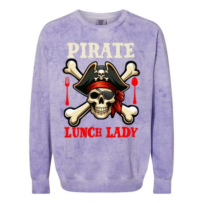 Pirate Lunch Lady Costume Skull Horror Pirate Funny Job Team Colorblast Crewneck Sweatshirt