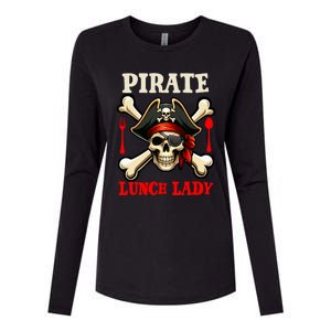 Pirate Lunch Lady Costume Skull Horror Pirate Funny Job Team Womens Cotton Relaxed Long Sleeve T-Shirt