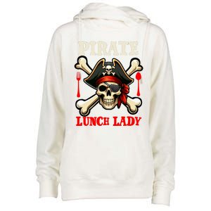 Pirate Lunch Lady Costume Skull Horror Pirate Funny Job Team Womens Funnel Neck Pullover Hood