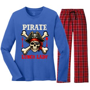 Pirate Lunch Lady Costume Skull Horror Pirate Funny Job Team Women's Long Sleeve Flannel Pajama Set 