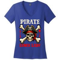 Pirate Lunch Lady Costume Skull Horror Pirate Funny Job Team Women's V-Neck T-Shirt