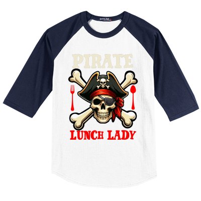 Pirate Lunch Lady Costume Skull Horror Pirate Funny Job Team Baseball Sleeve Shirt