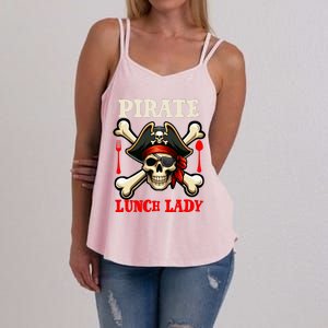 Pirate Lunch Lady Costume Skull Horror Pirate Funny Job Team Women's Strappy Tank