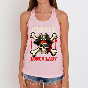 Pirate Lunch Lady Costume Skull Horror Pirate Funny Job Team Women's Knotted Racerback Tank