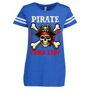 Pirate Lunch Lady Costume Skull Horror Pirate Funny Job Team Enza Ladies Jersey Football T-Shirt