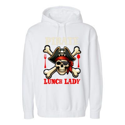 Pirate Lunch Lady Costume Skull Horror Pirate Funny Job Team Garment-Dyed Fleece Hoodie