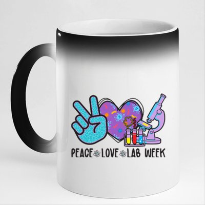 Peace Love Lab Week Science Fan 11oz Black Color Changing Mug