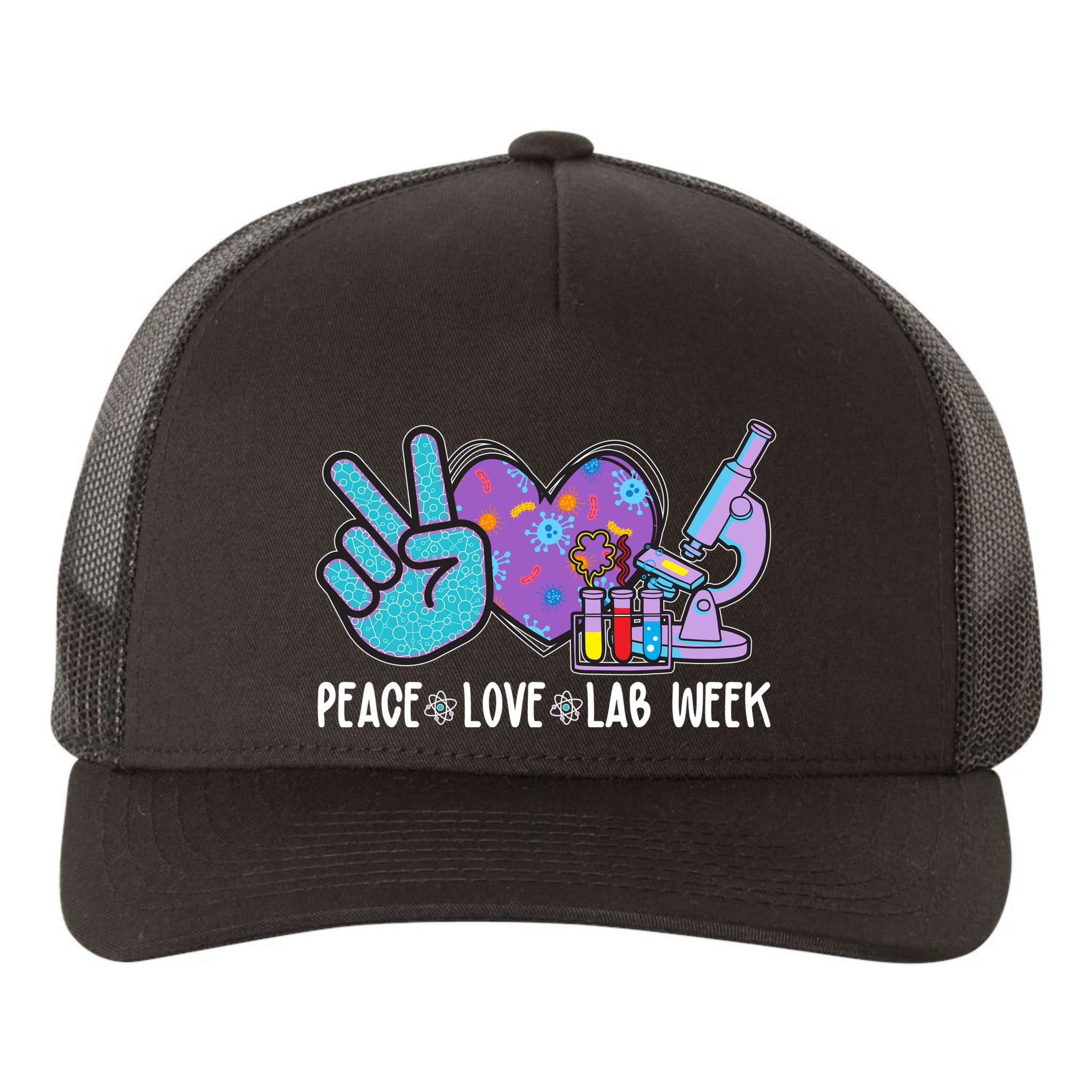 Peace Love Lab Week Science Fan Yupoong Adult 5-Panel Trucker Hat