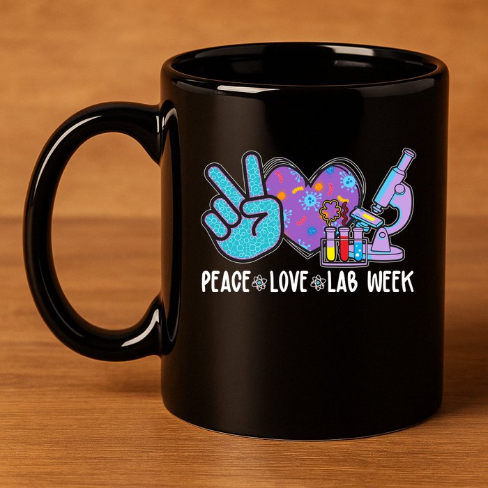 Peace Love Lab Week Science Fan 11oz C Handle Ceramic Mug