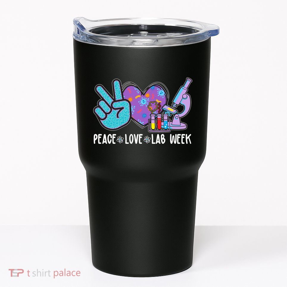 Peace Love Lab Week Science Fan Tumbler