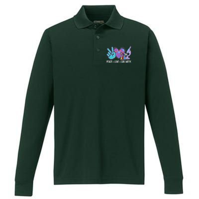 Peace Love Lab Week Science Fan Performance Long Sleeve Polo