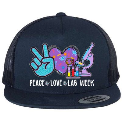 Peace Love Lab Week Science Fan Flat Bill Trucker Hat