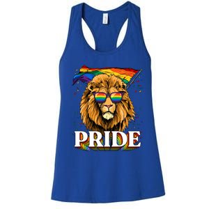 Pride Lion Lgbtq Rainbow Flag Pride Month Animal Lion Lover Gift Women's Racerback Tank