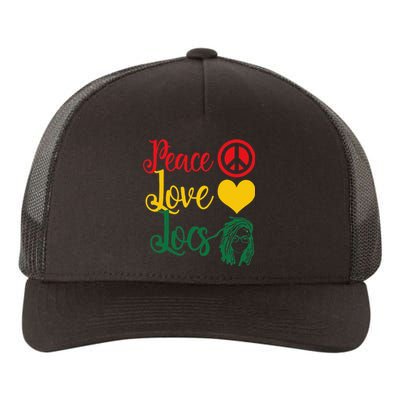 Peace Love Loc'd Hair Black Woman Melanin Juneteenth Yupoong Adult 5-Panel Trucker Hat