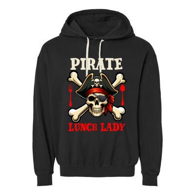 Pirate Lunch Lady Costume Skull Horror Pirate Garment-Dyed Fleece Hoodie