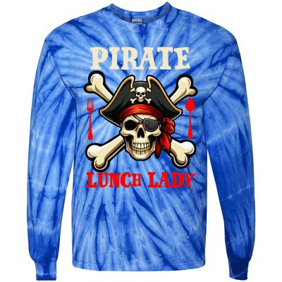 Pirate Lunch Lady Costume Skull Horror Pirate Tie-Dye Long Sleeve Shirt