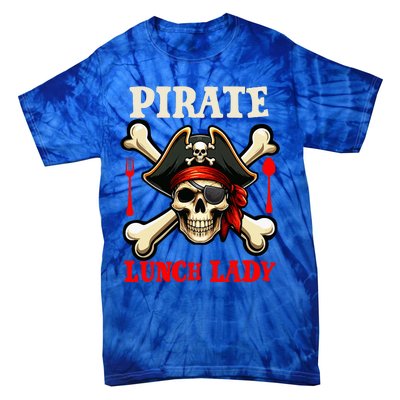 Pirate Lunch Lady Costume Skull Horror Pirate Tie-Dye T-Shirt