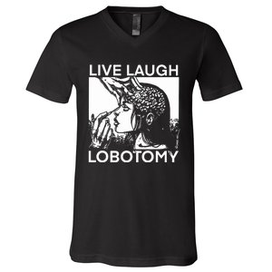 Punkwithacamera Live Laugh Lobotomy Spade Ink V-Neck T-Shirt