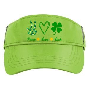 Peace Love Lucky Shamrock Clover Green St Patricks Day Funny Gift Great Gift Adult Drive Performance Visor