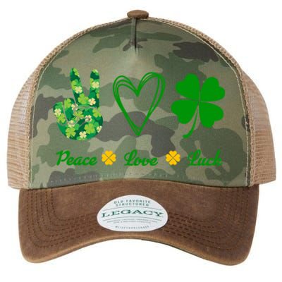 Peace Love Lucky Shamrock Clover Green St Patricks Day Funny Gift Great Gift Legacy Tie Dye Trucker Hat