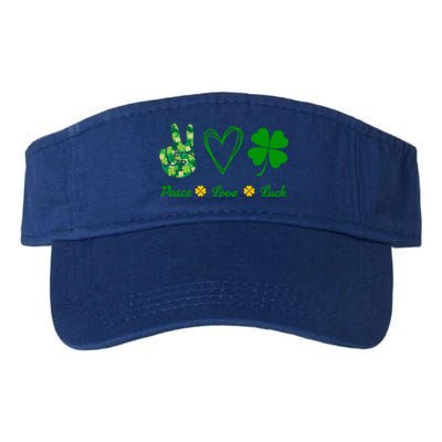 Peace Love Lucky Shamrock Clover Green St Patricks Day Funny Gift Great Gift Valucap Bio-Washed Visor