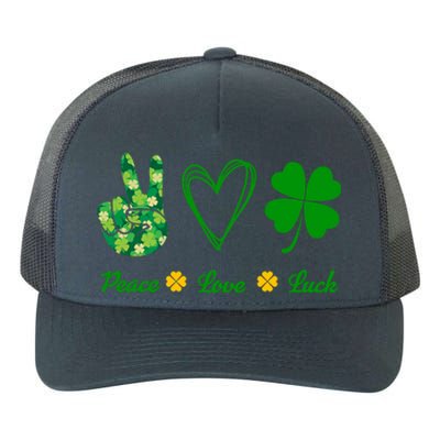 Peace Love Lucky Shamrock Clover Green St Patricks Day Funny Gift Great Gift Yupoong Adult 5-Panel Trucker Hat