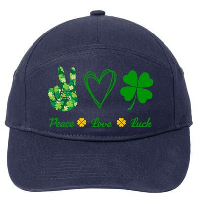 Peace Love Lucky Shamrock Clover Green St Patricks Day Funny Gift Great Gift 7-Panel Snapback Hat