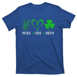 Peace Love Lucky Meaningful Gift Funny St Patrick's Day Shamrock Irish Gift T-Shirt