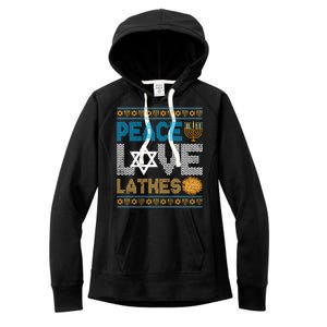 Peace Love Latkes Funny Hanukkah Chanukah Jewish Funny Gifts Women's Fleece Hoodie