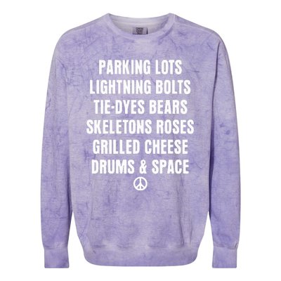 Parking Lots Lightning Bolts Tiedyes Bears Skeletons Roses Grilled Cheese Drums Colorblast Crewneck Sweatshirt