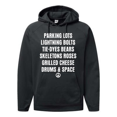 Parking Lots Lightning Bolts Tiedyes Bears Skeletons Roses Grilled Cheese Drums Performance Fleece Hoodie