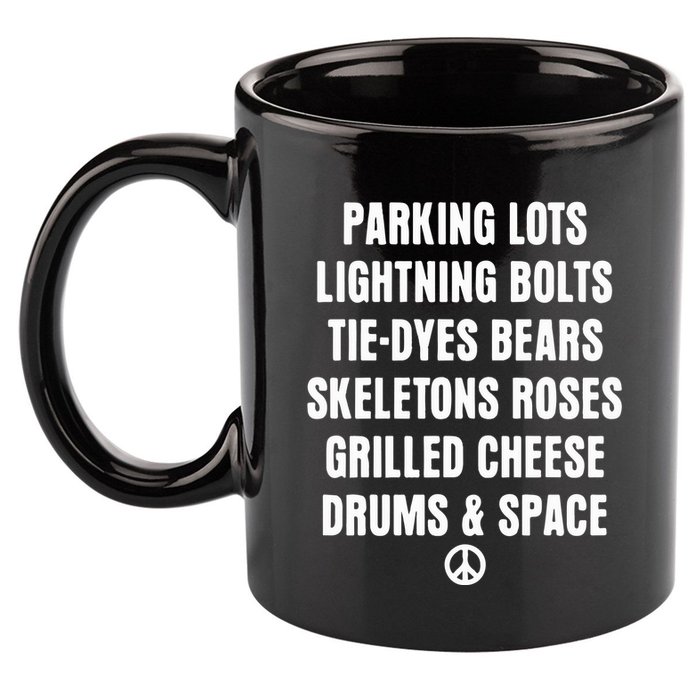 Parking Lots Lightning Bolts Tiedyes Bears Skeletons Roses Grilled Cheese Drums 11oz C Handle Ceramic Mug